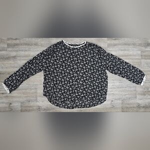 Madewell Black and White Floral Button Up Blouse-Size Large